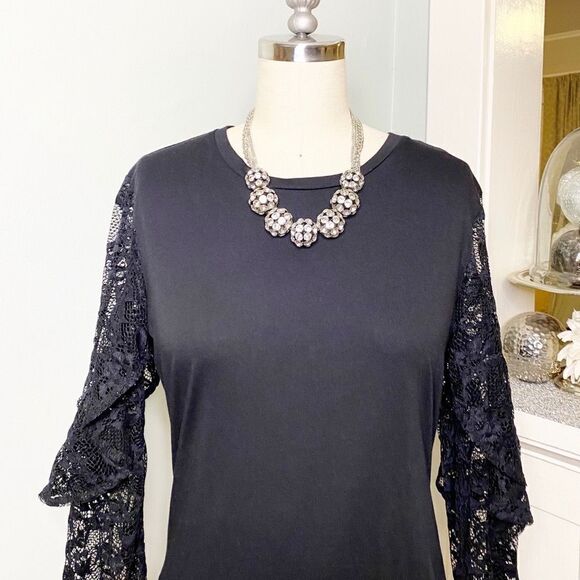 Stella and Dot Belle Black Lace Bell Sleeve Blouse XS - Picture 5 of 12